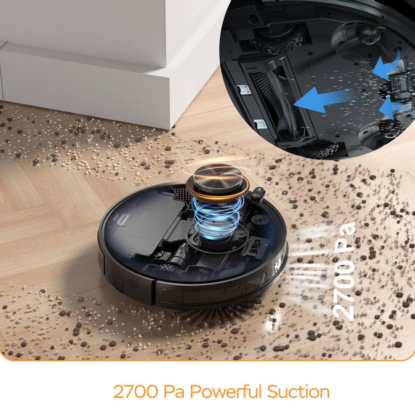 Effortless Cleaning Solution: Geek Smart L7 Robot Vacuum Cleaner and Mop, Smart Navigation, Wi-Fi Connectivity, Room Selection Feature, MAX 2700 PA Suction, Suitable for Pets and Spacious Homes