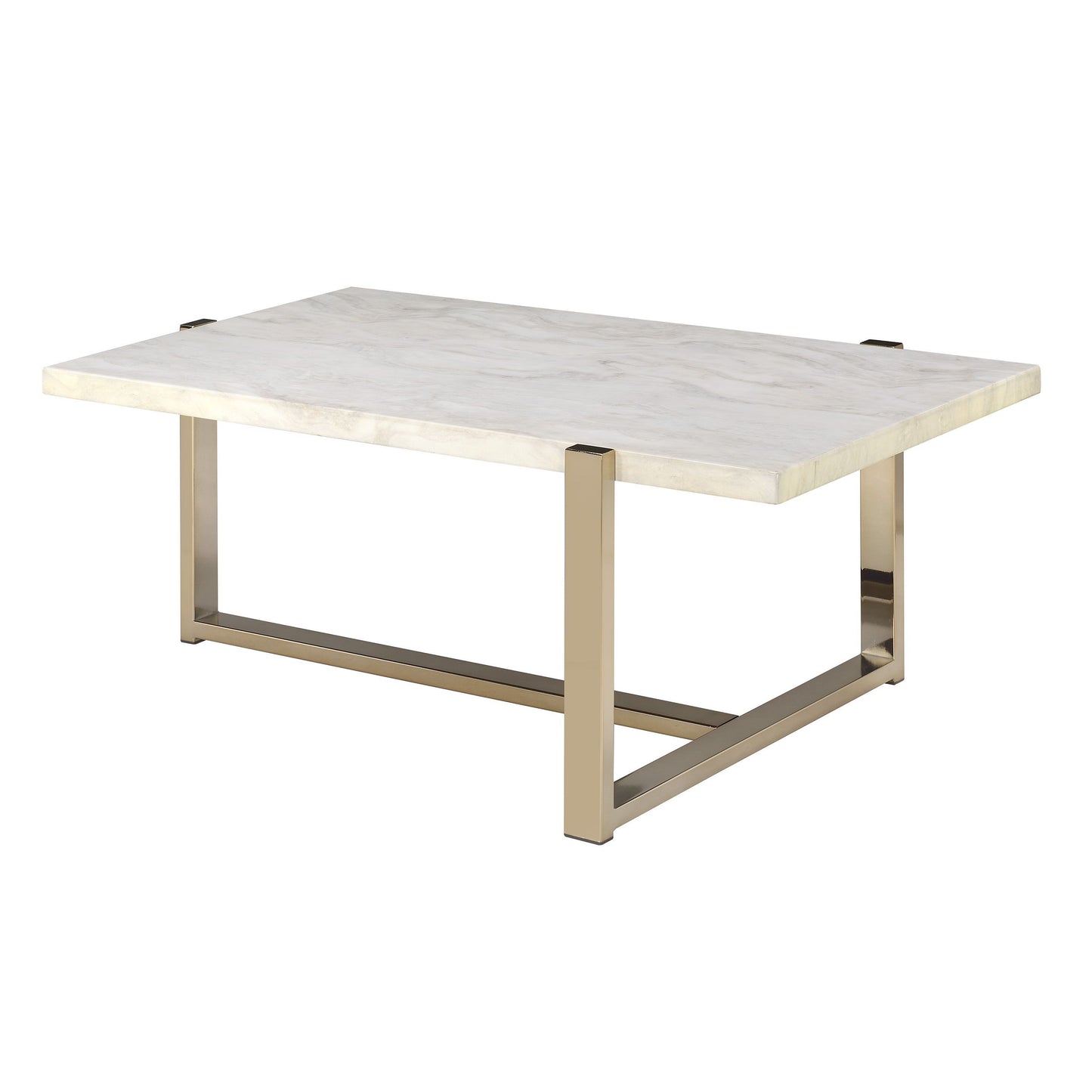 Feit Faux Marble Coffee Table with Champagne Base