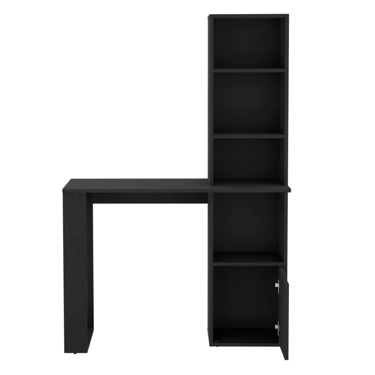 Elegant Black Wengue Office Desk with Bookcase and Lower Cabinet