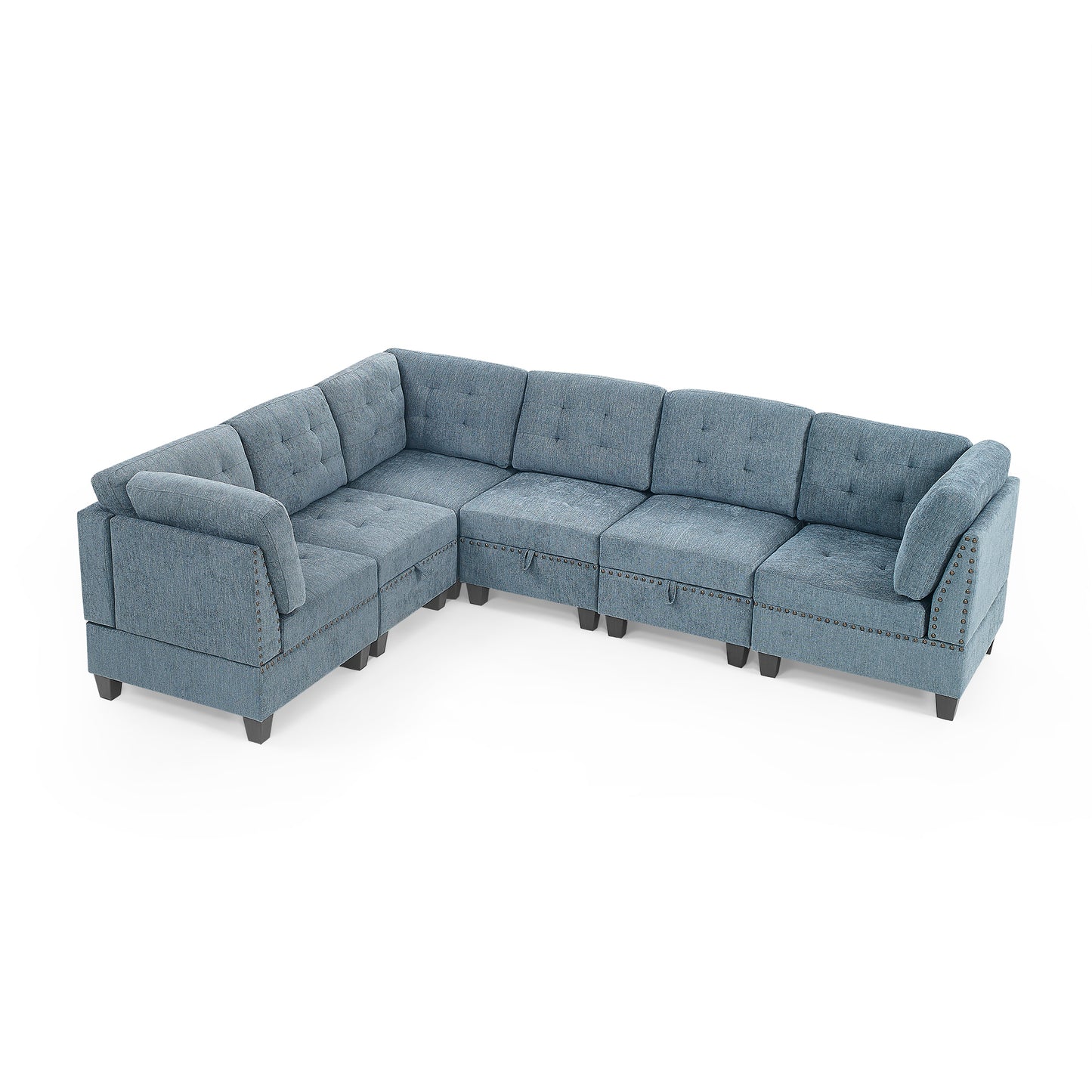 Versatile Navy Chenille L Shape Modular Sectional Sofa with DIY Customization