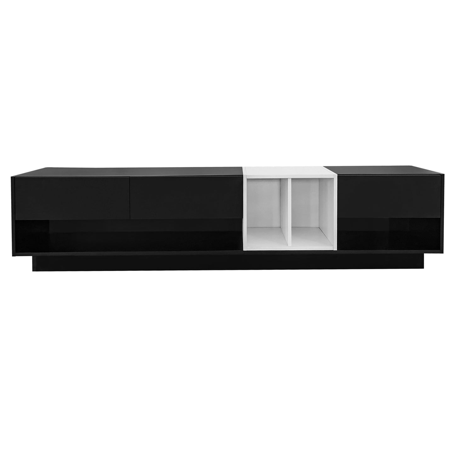 Sleek Two-Tone TV Stand with Spacious Storage for TVs Up to 80'', Black