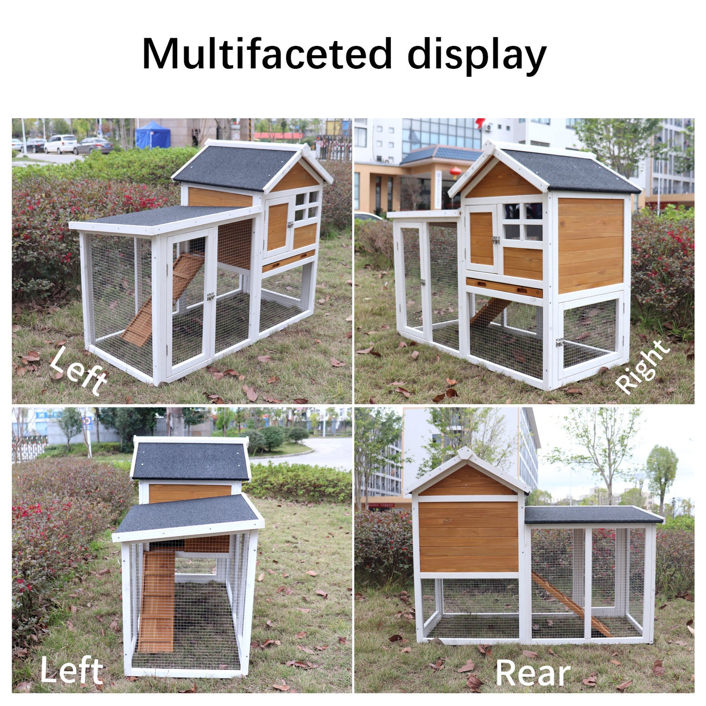 Deluxe Wooden Chicken Coop Hen House Rabbit Wood Hutch Poultry Cage Habitat