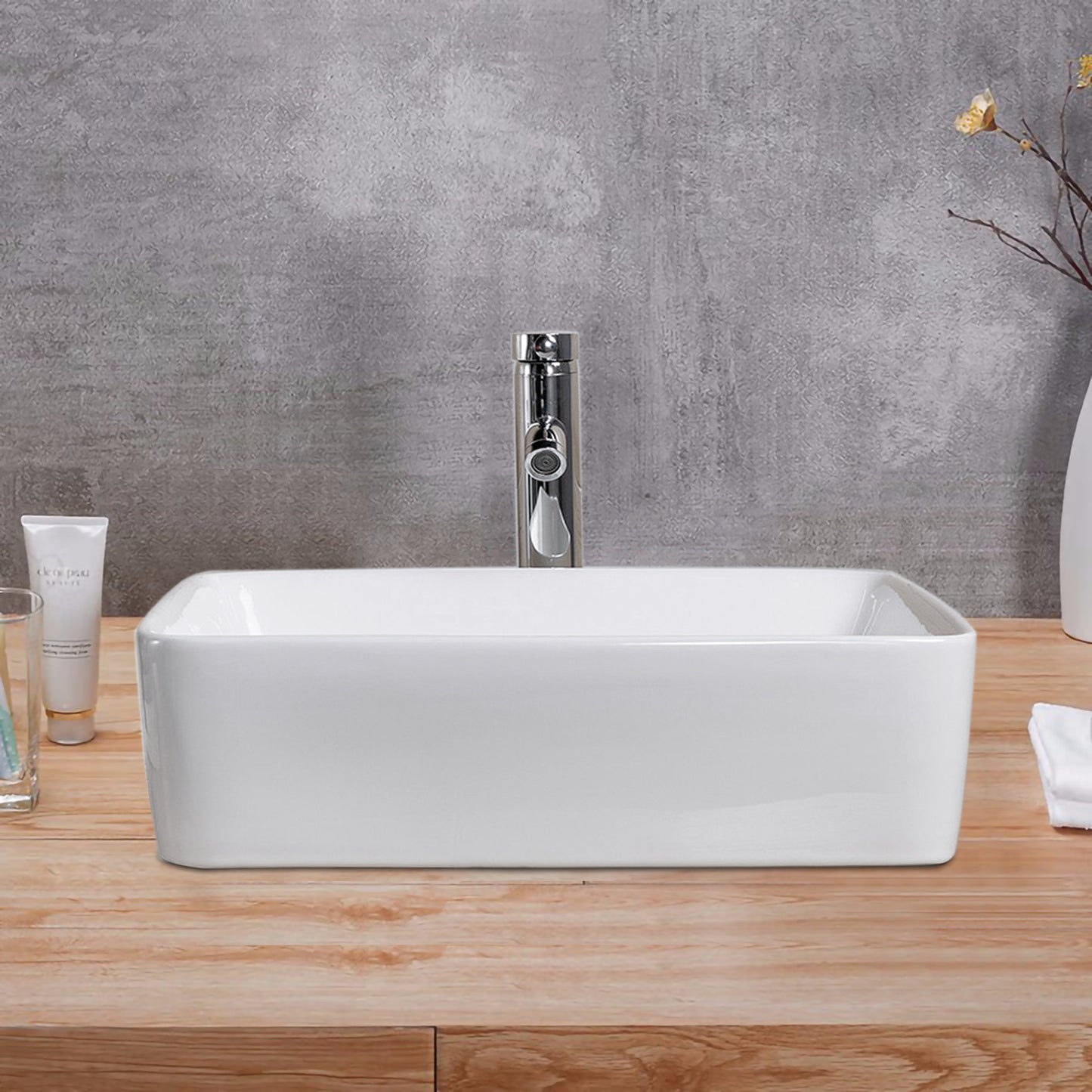 Vessel Bathroom Sink Basin in White Ceramic