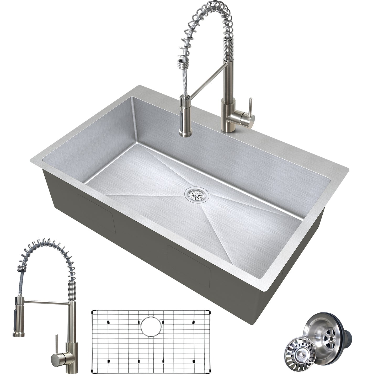 TECASA 33 inch Stainless Steel Kitchen Sink with Silent Operation and Efficient Drainage