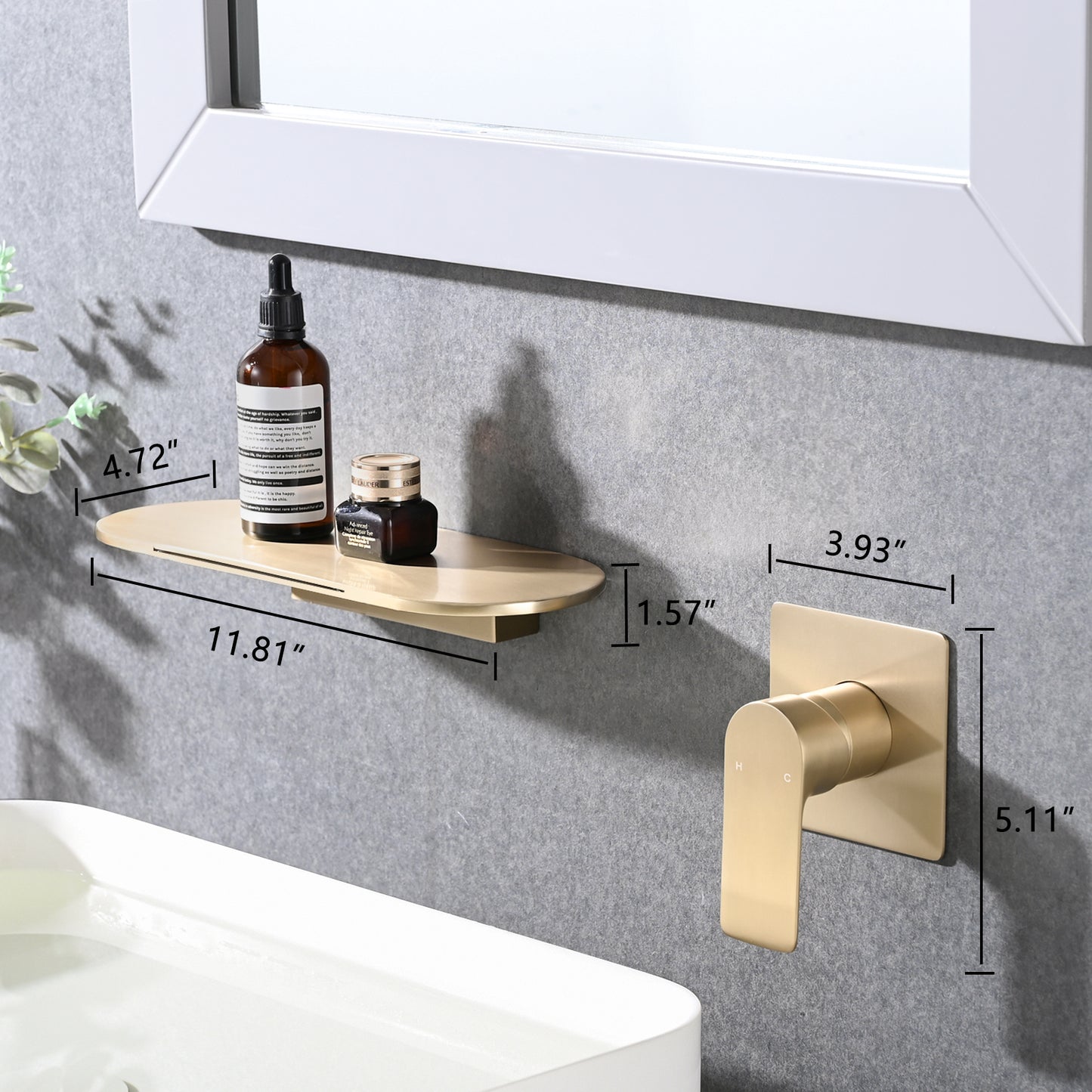 Waterfall Bathroom Sink Faucet for Wall Mount