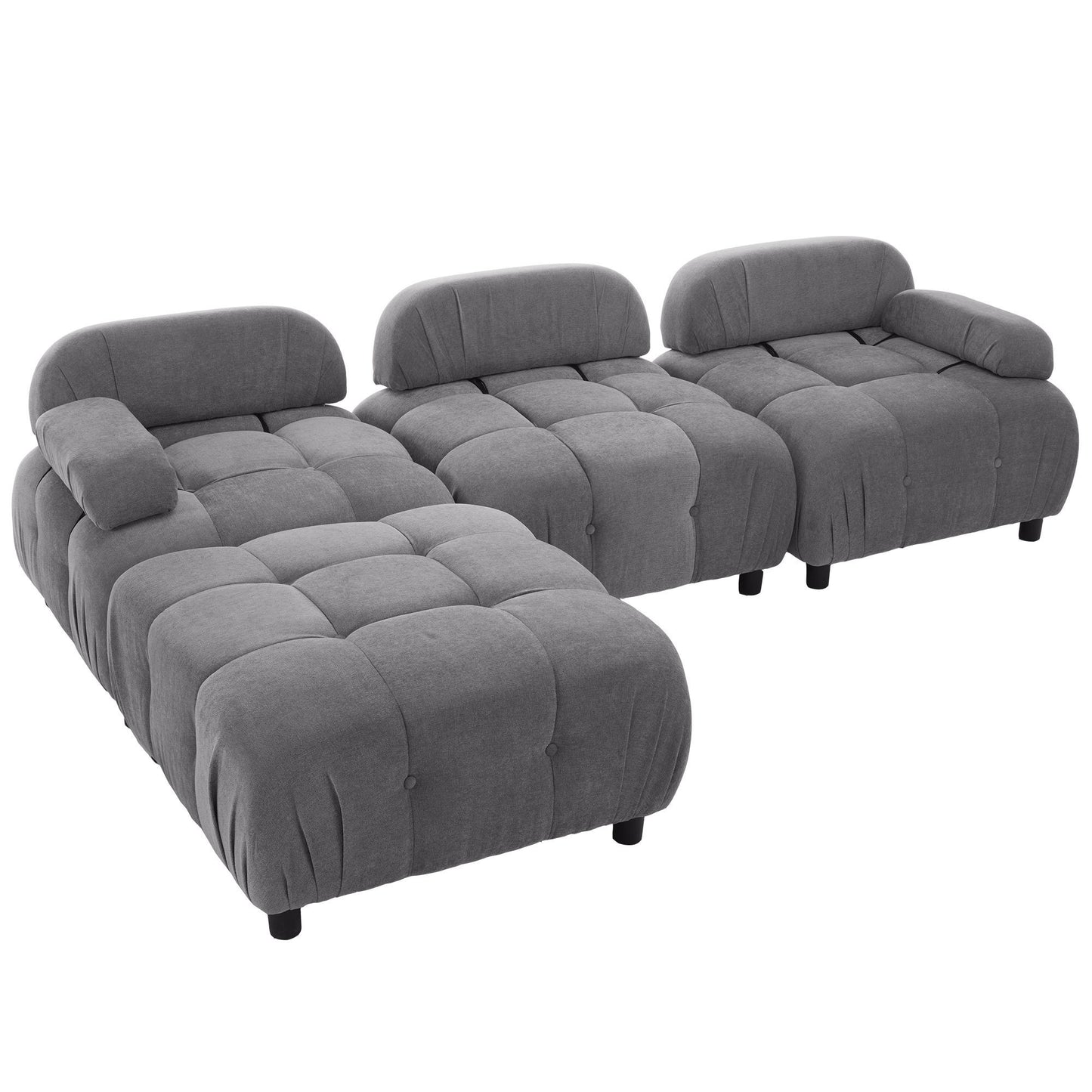 U_STYLE Chenille Fabric Modular Sectional Sofa with Reversible Chaise