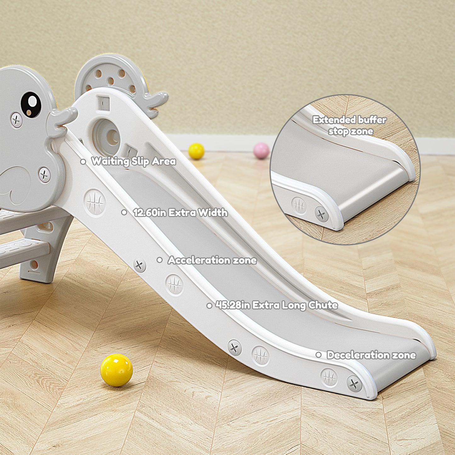 Toddler Slide for Age 1-3 Indoor/Outdoor Climber Slide (Duck Grey White)