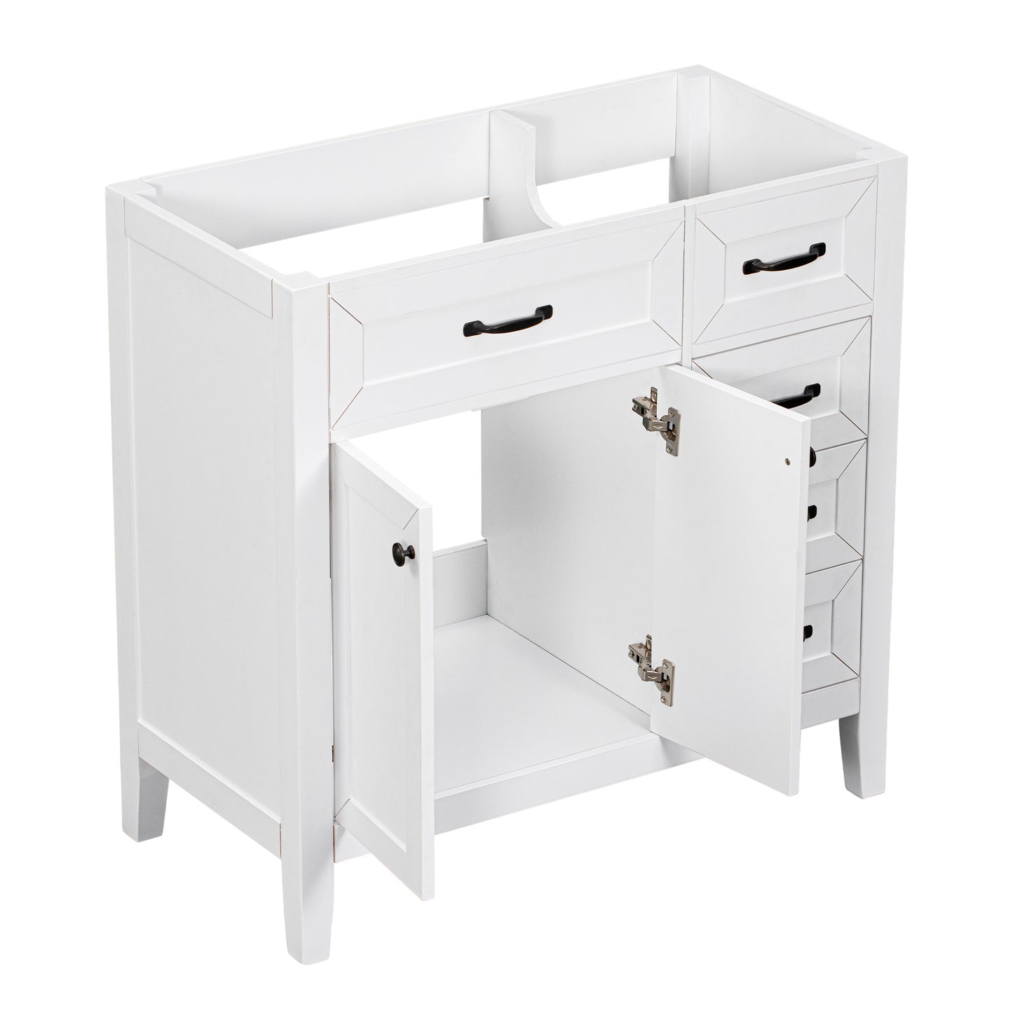 36" Bathroom Vanity without Sink, Cabinet Base Only, Bathroom Cabinet with Drawers, Solid Frame and MDF Board, White