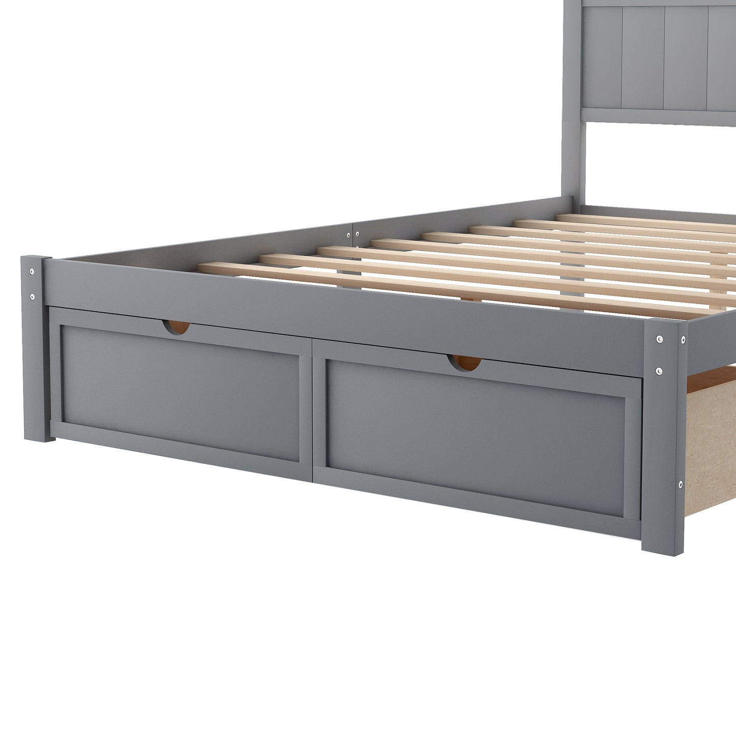 Full Size Platform Bed with Under-bed Drawers, Gray