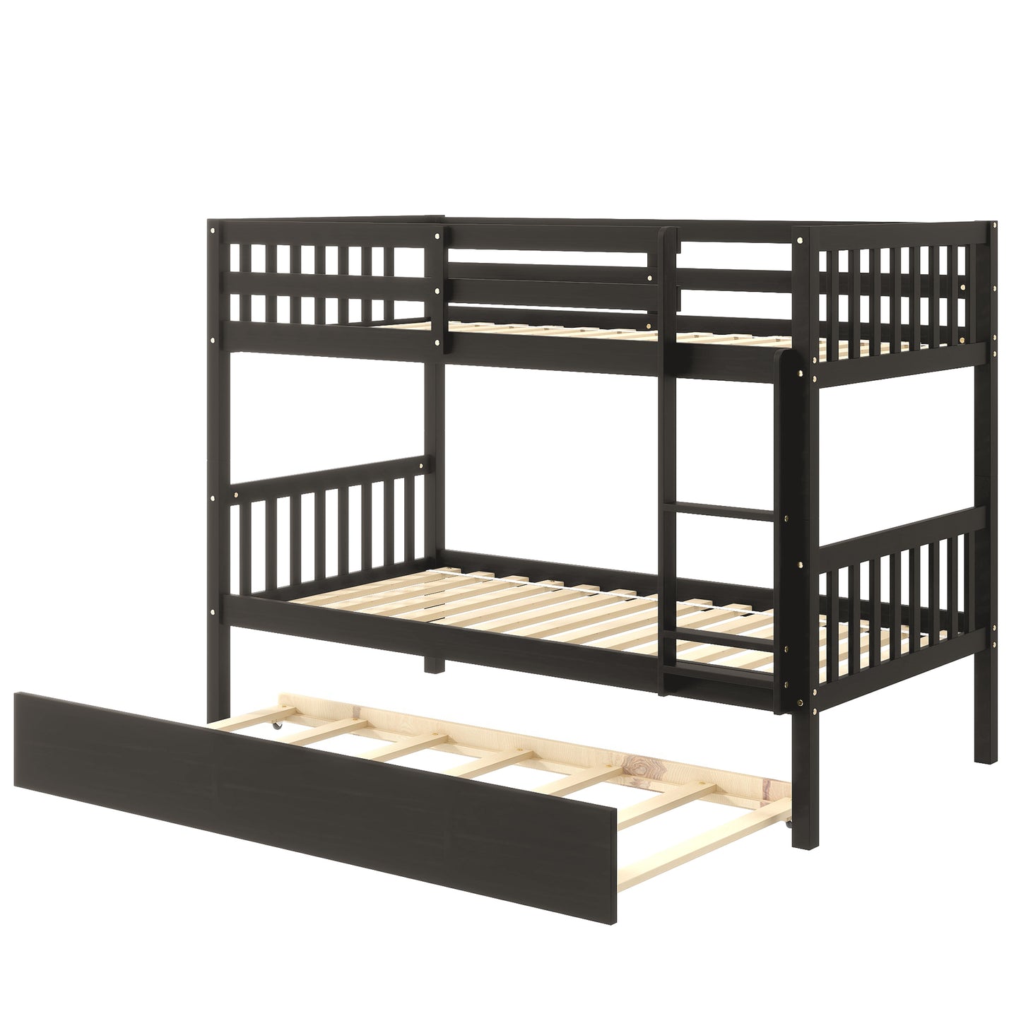 Trio Bunk Bed Set with Trundle, Durable Wood Frame and Safety Enhancements