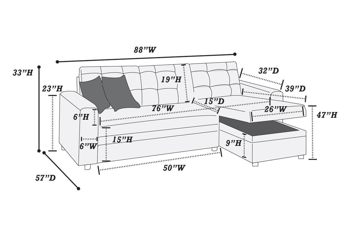 SECTIONAL in Black Faux Leather