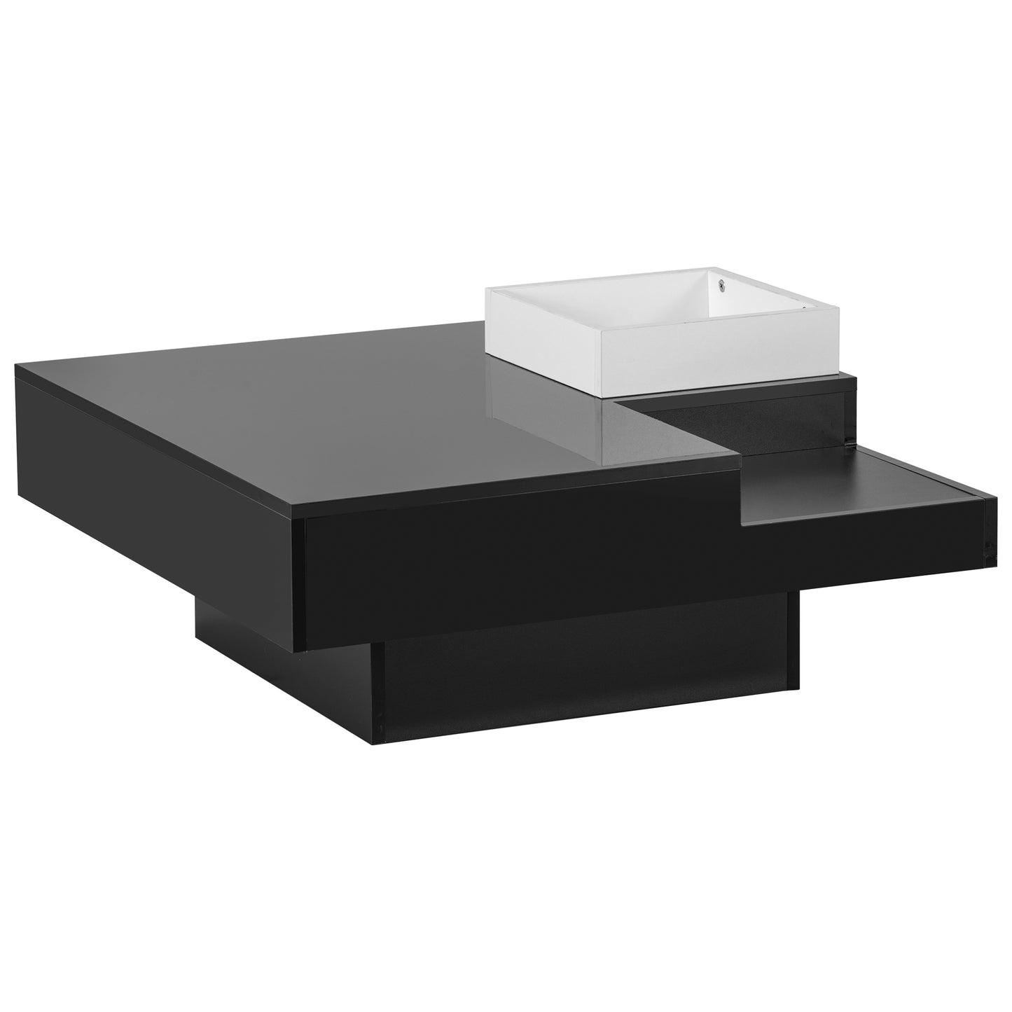 Chic Minimalist Square Coffee Table with LED Strip Lights and Tray