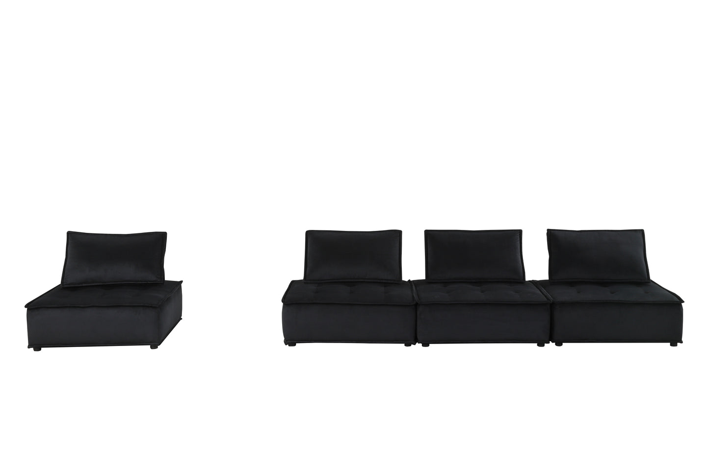 Anna Midnight Velvet 4 Piece Sectional Sofa