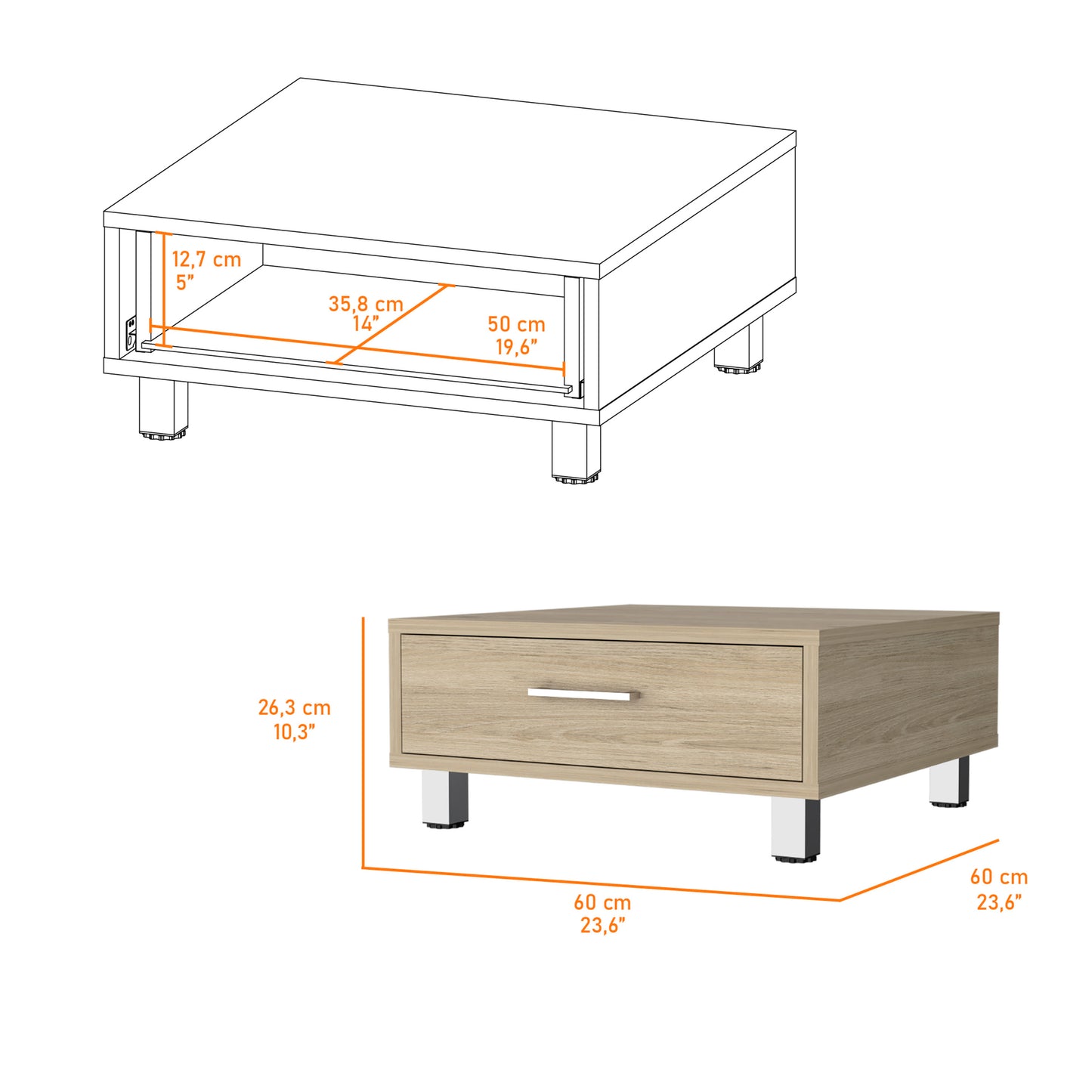 Lombard Light Pine Coffee Table with Drawer