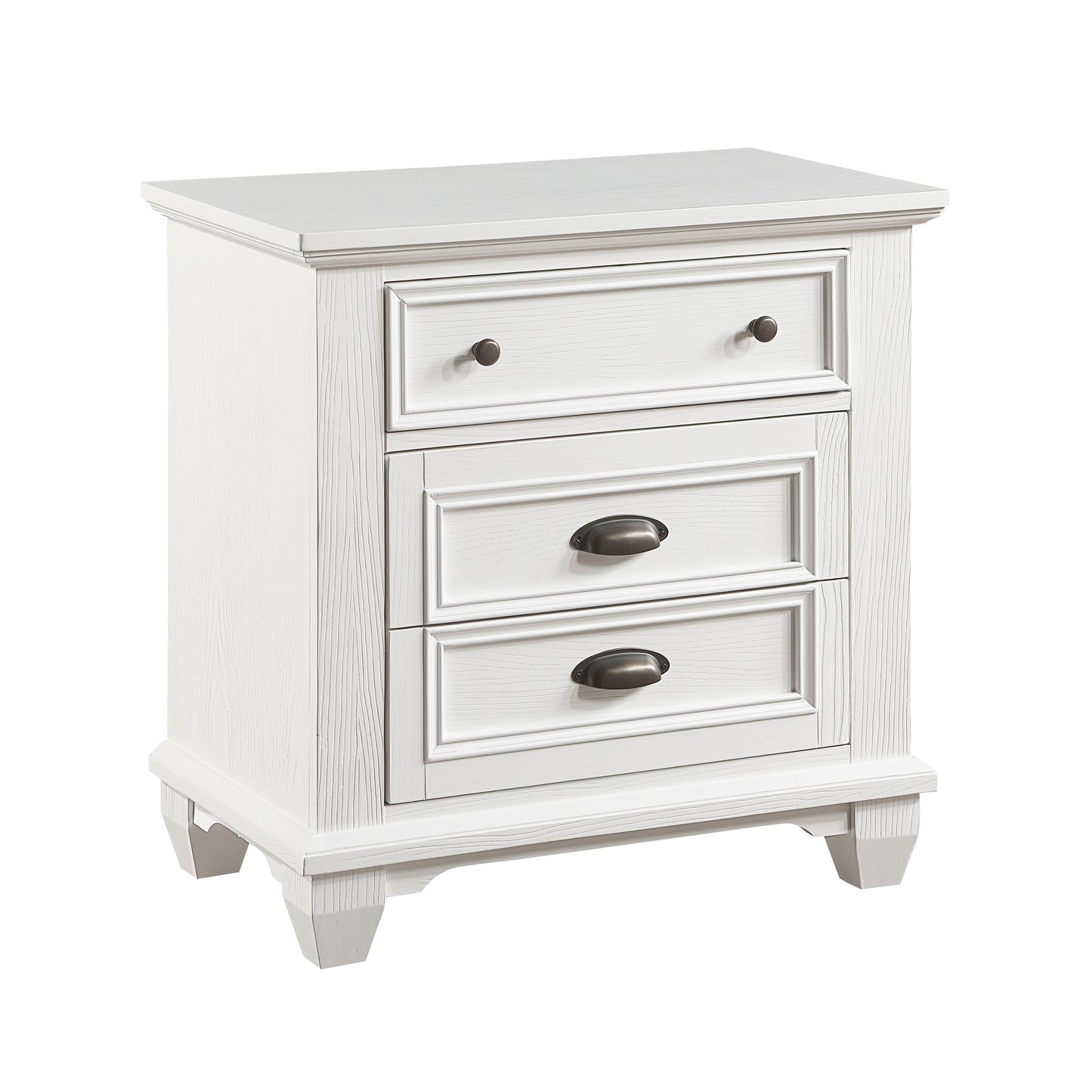 White Finish Two Drawers Nightstand 1pc Traditional Framing Wooden Bedroom Furniture