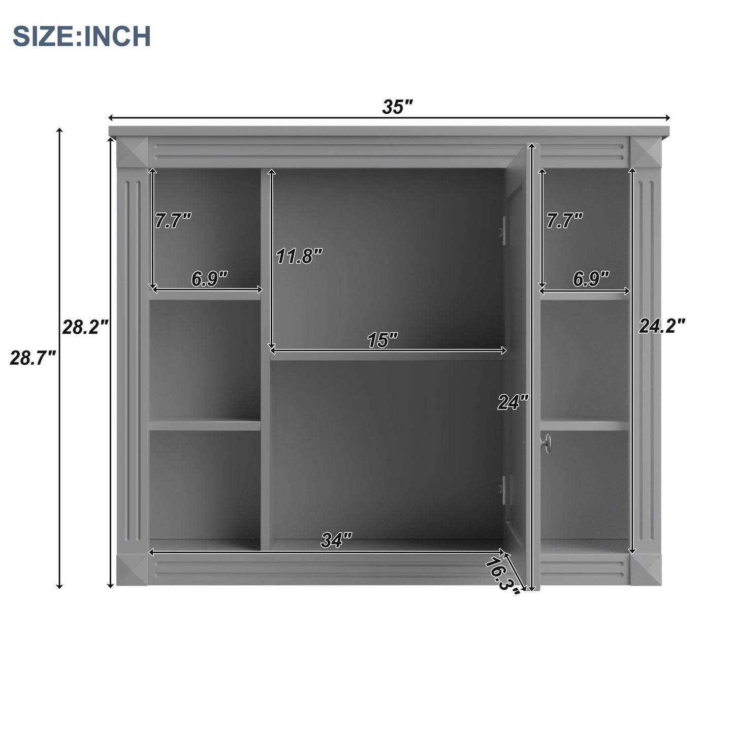 36'' Bathroom Vanity with Top Sink, Grey Mirror Cabinet, Modern Bathroom Storage Cabinet with 2 Soft Closing Doors and 2 Drawers, Single Sink Bathroom Vanity