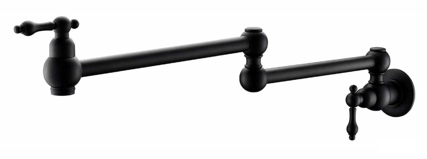 Pot Filler Faucet Wall Mount,with Double Joint Swing Arms Matte Black