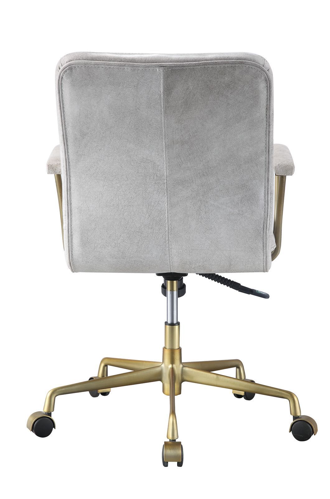 Damir Office Chair, Vintage White Top Grain Leather & Gold 92422