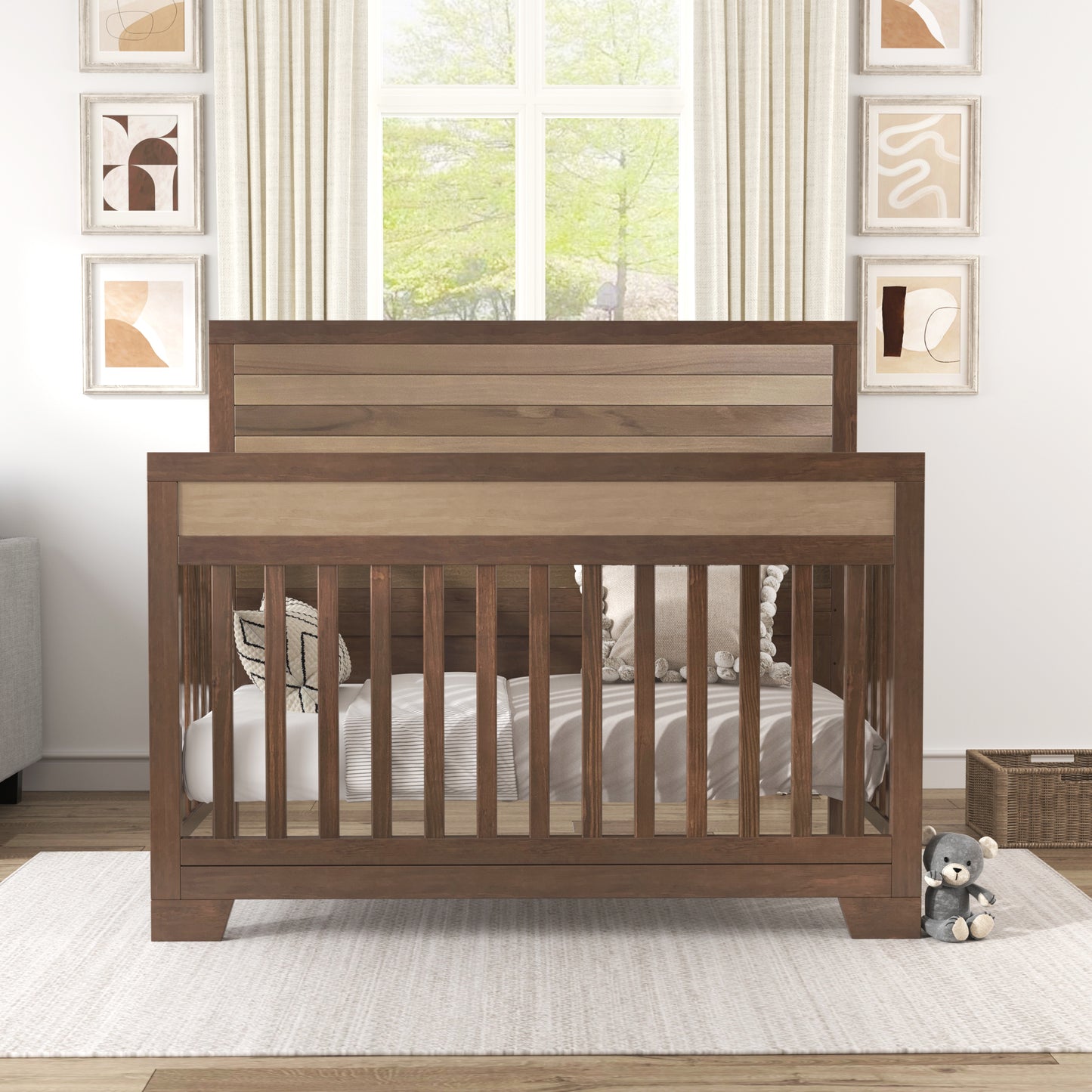 Certified Baby Safe Crib, Pine Solid Wood, Non-Toxic Finish, Brown