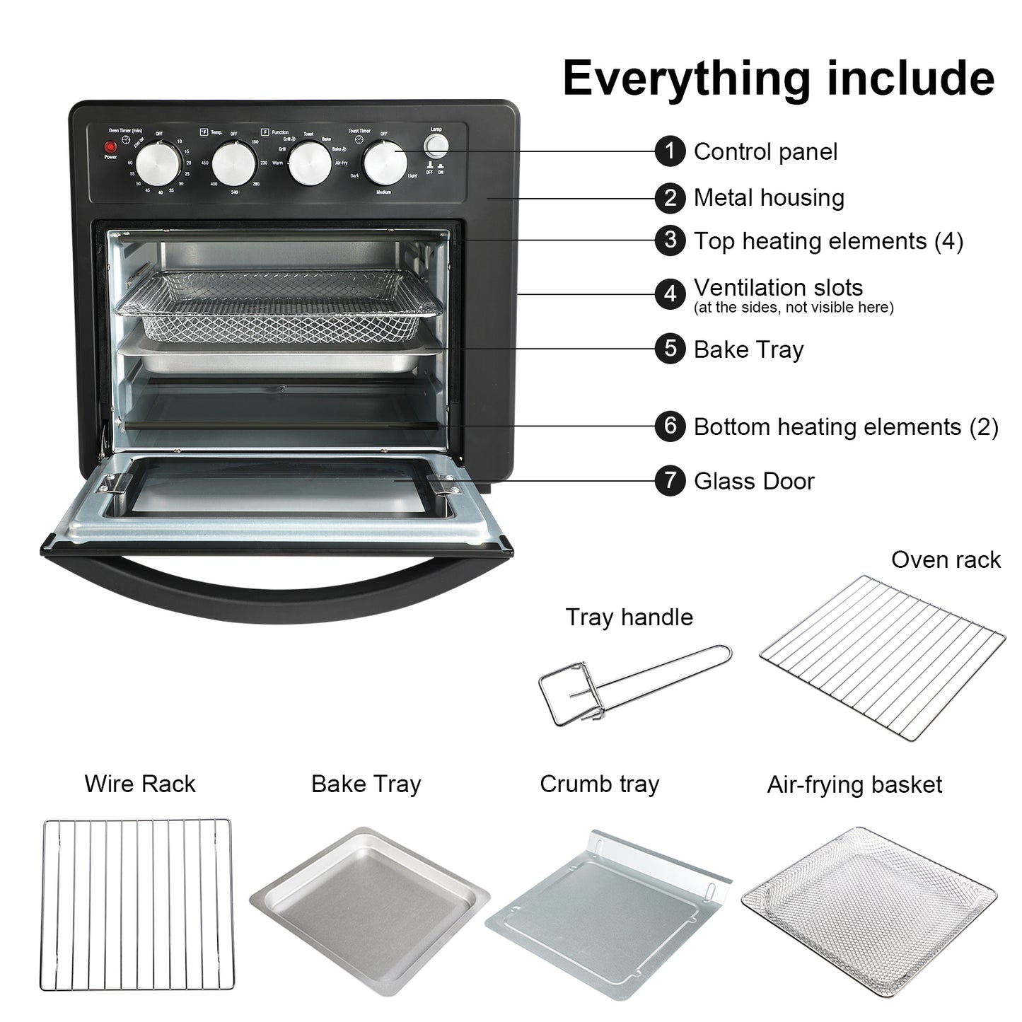 Family-Sized Air Fryer Oven with Versatile Cooking Options and Easy Cleaning