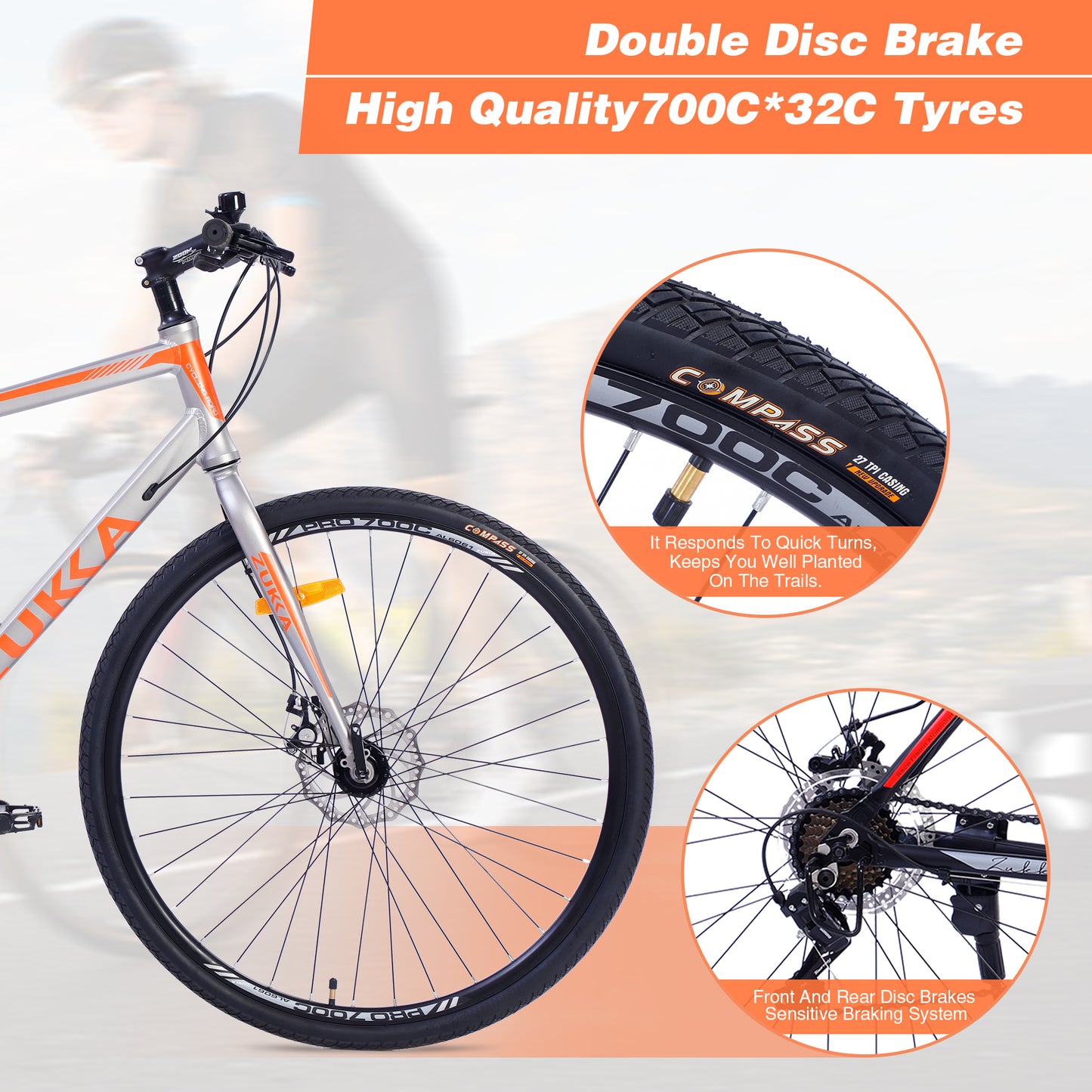 21 Speed Hybrid bike Disc Brake 700 C  Road Bike For men women's City Bicycle