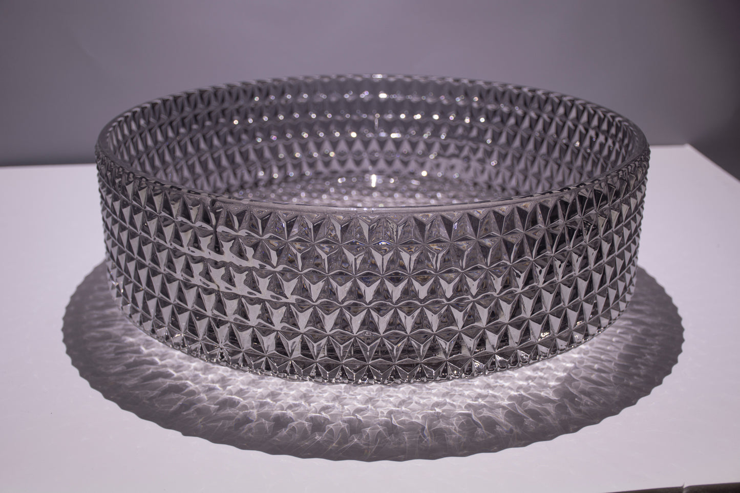 14.17'' Crystal Glass Circular Vessel Bathroom Sink(Smoky Gray)