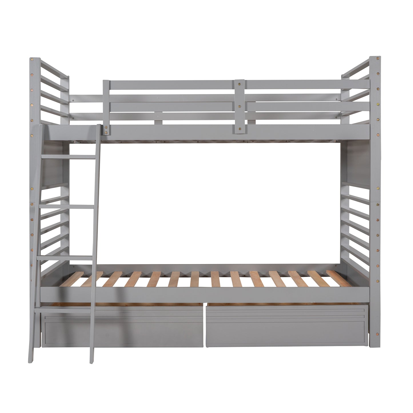 Gray Twin Bunk Bed with Storage Drawers for Stylish Sleepovers