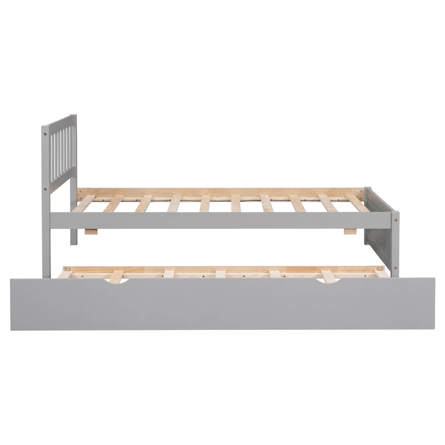 Modern Design Wooden Twin Size Platform Bed Frame with Trundle for Grey Color