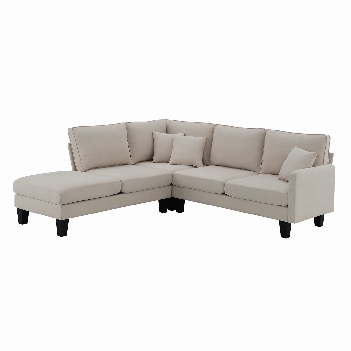 Terrycloth Minimalist L-Shaped Sectional Sofa with Chaise Lounge