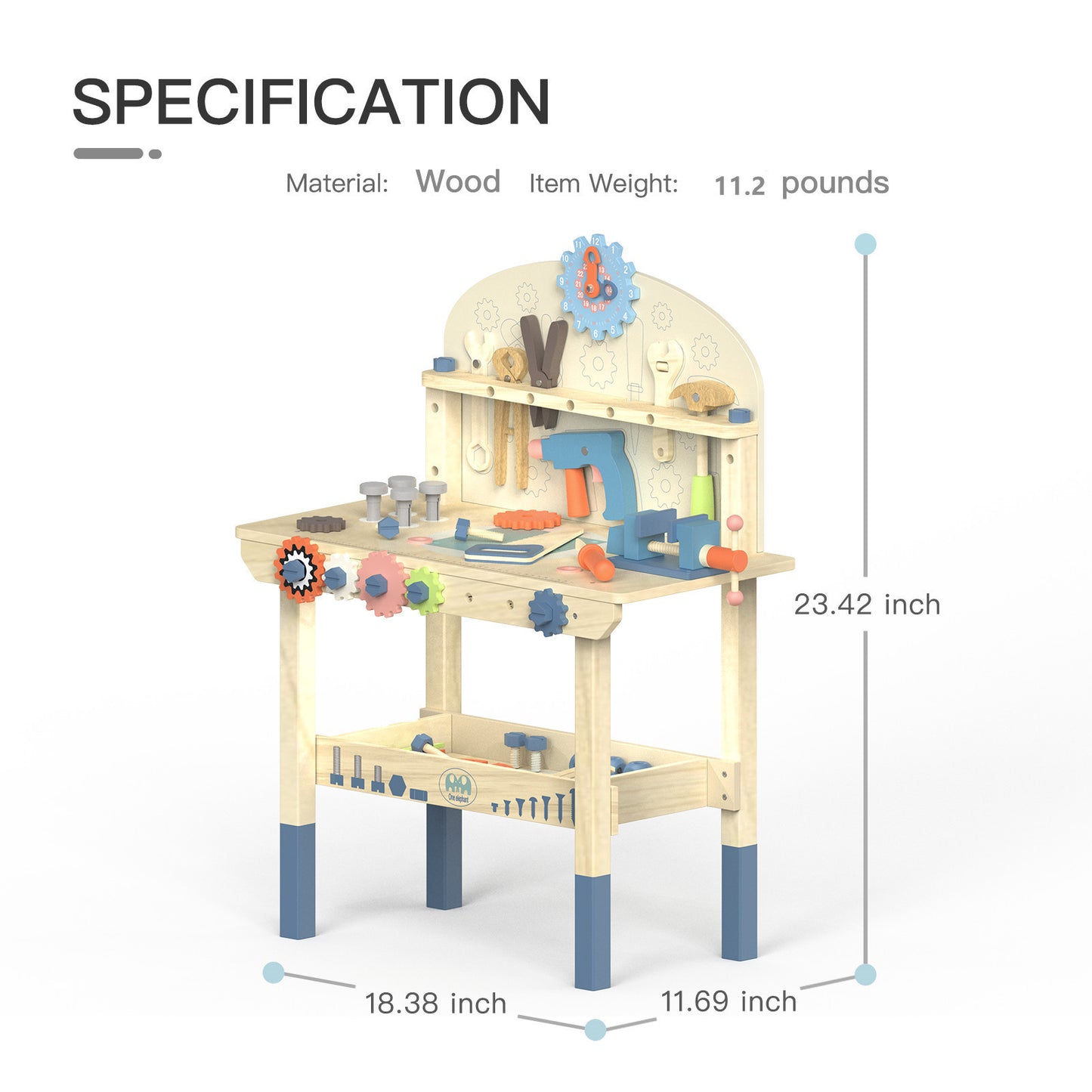 Children's Classic Wooden Workbench Playset for Building and Learning