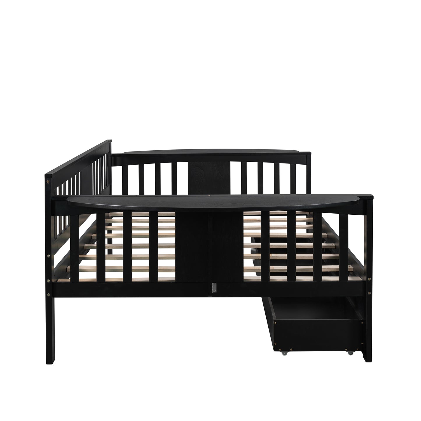 Full size Daybed with Two Drawers, Wood Slat Support, Espresso