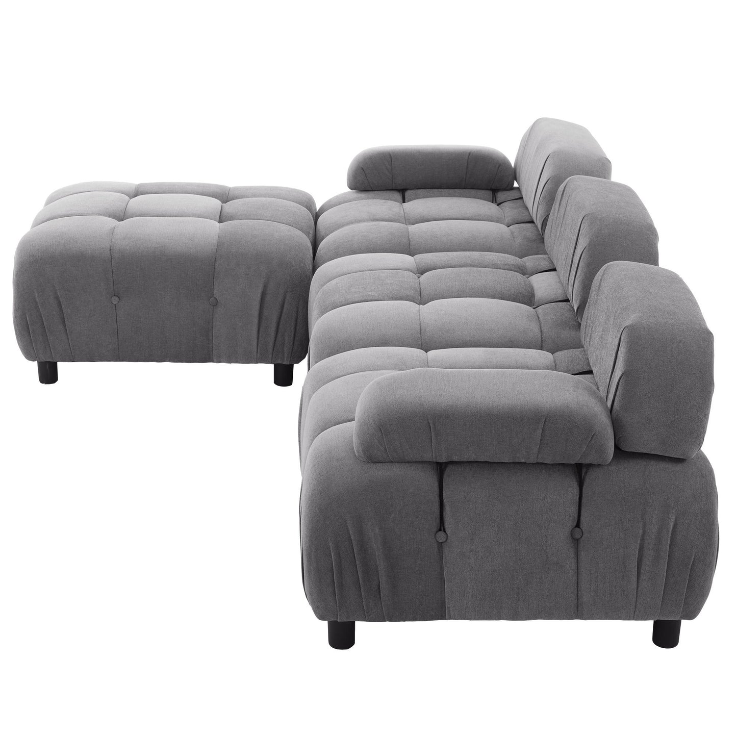 U_STYLE Chenille Fabric Modular Sectional Sofa with Reversible Chaise