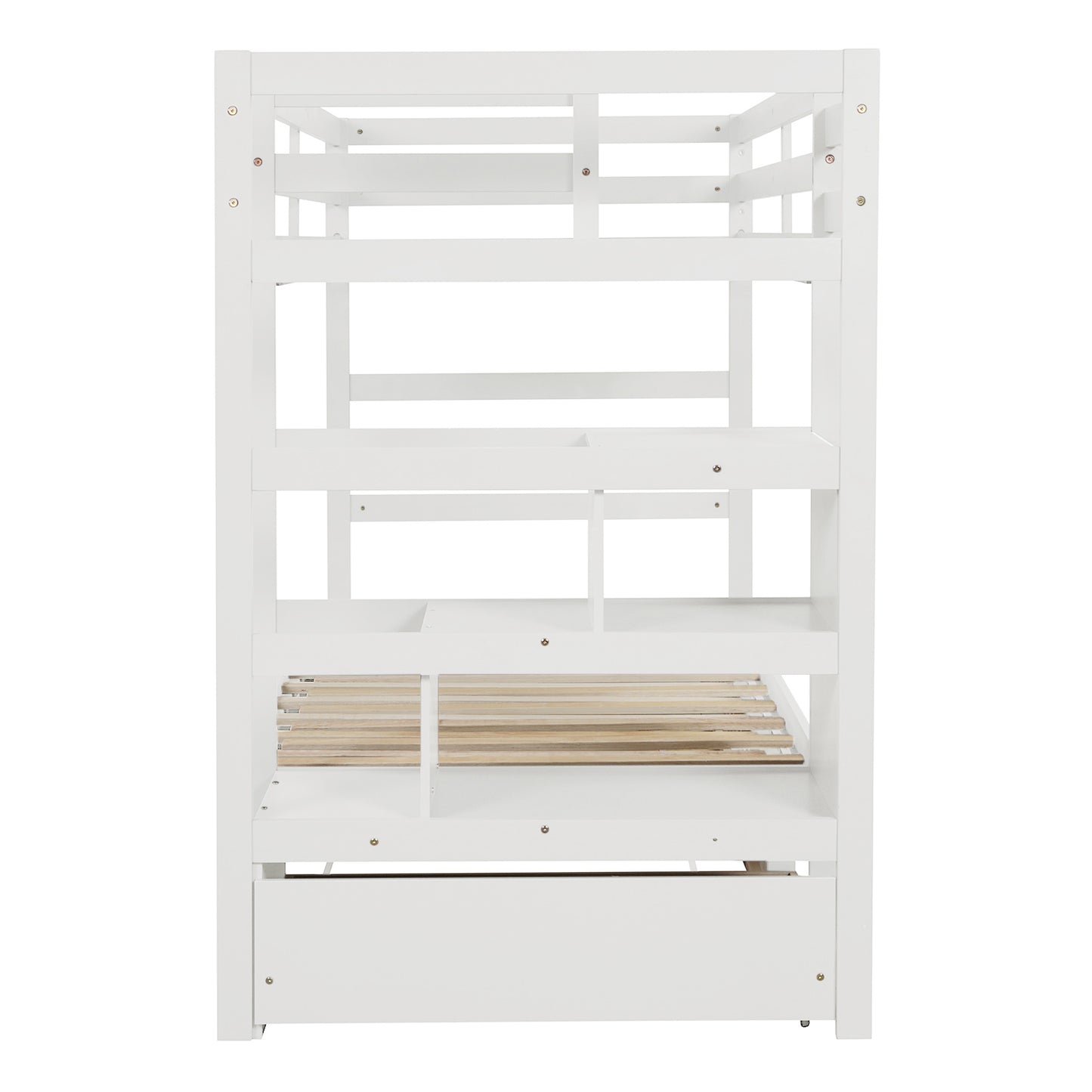 Convertible Storage Bunk Bed with Trundle, Stairs, and Versatile Design (White)