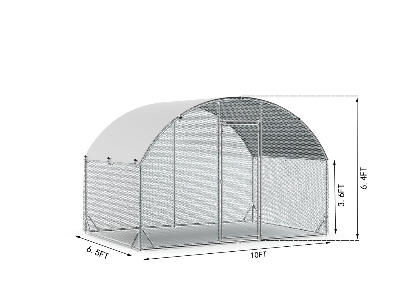 Large Metal Chicken Coop Upgrade Tri-Supporting Wire Mesh Chicken Run,Chicken Pen with Water-Resident & Anti-UV Cover,Duck Rabbit House Outdoor (10'W x 6.5'L x 6.5'H)