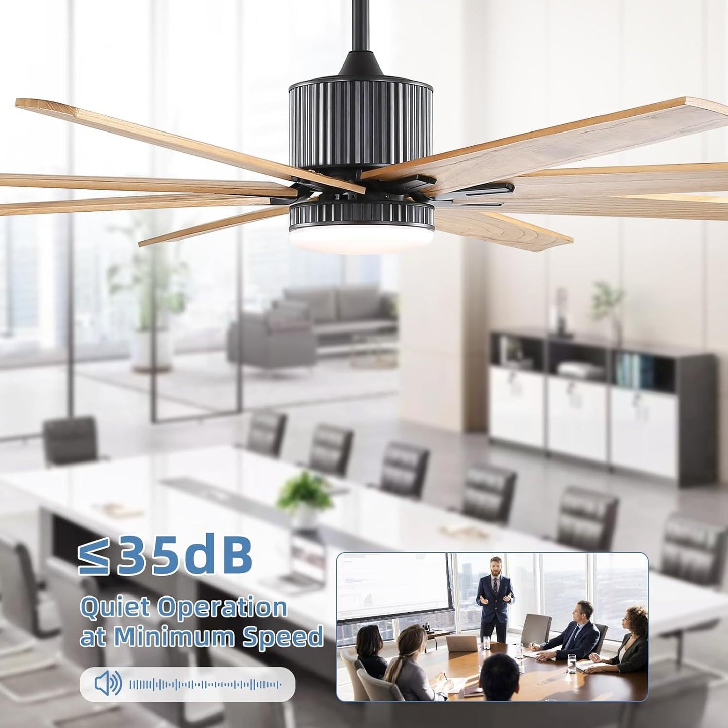 76-Inch Modern Ceiling Fan with Smart Control and Reversible Solid Wood Blades