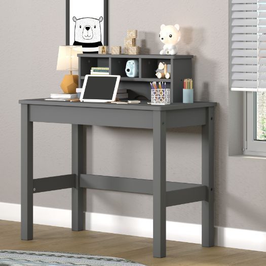 Logan Gray Writing Desk with Versatile Hutch