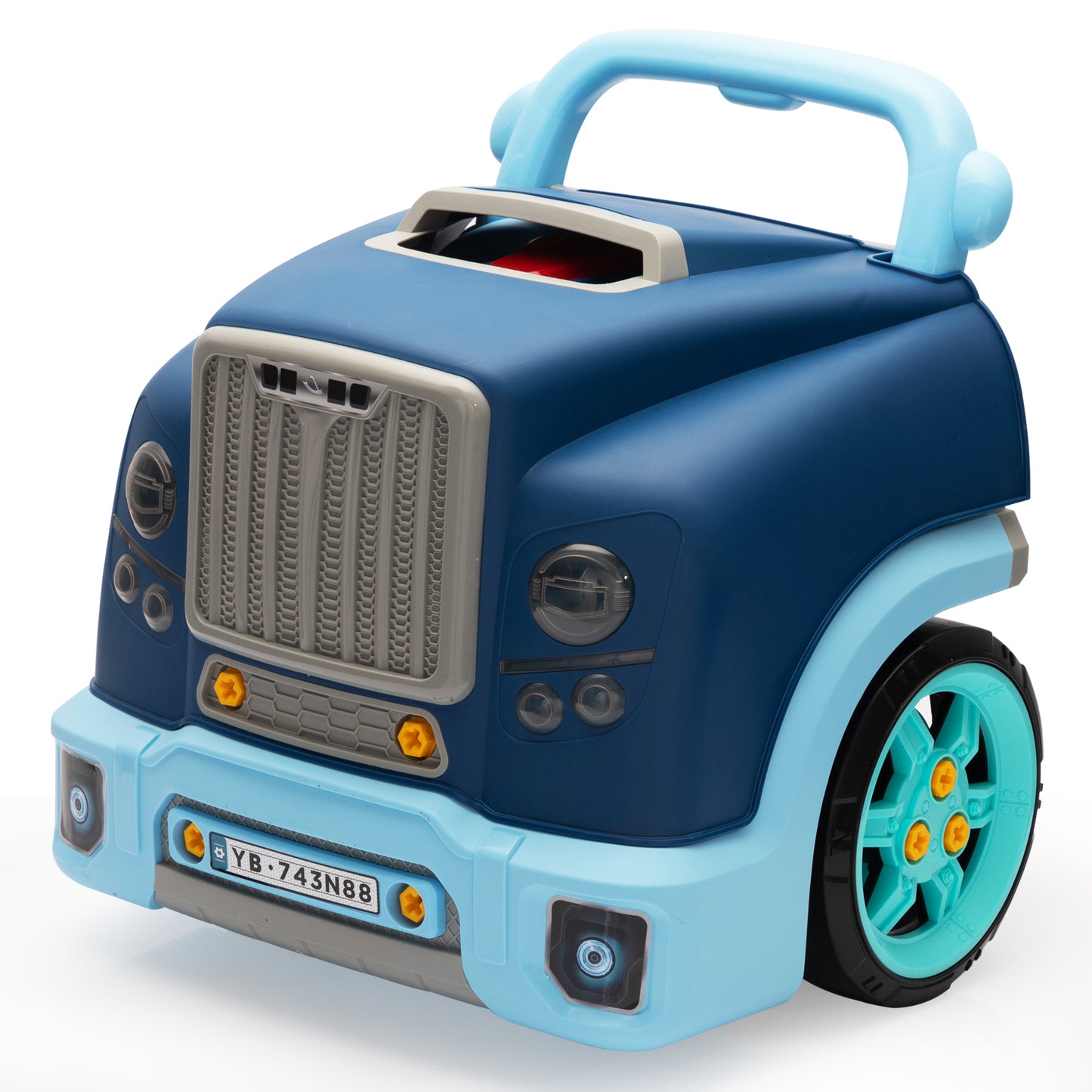 Large Truck Engine Toy and Mechanic Repair Set with Light and Sound Effects for Kids, Blue