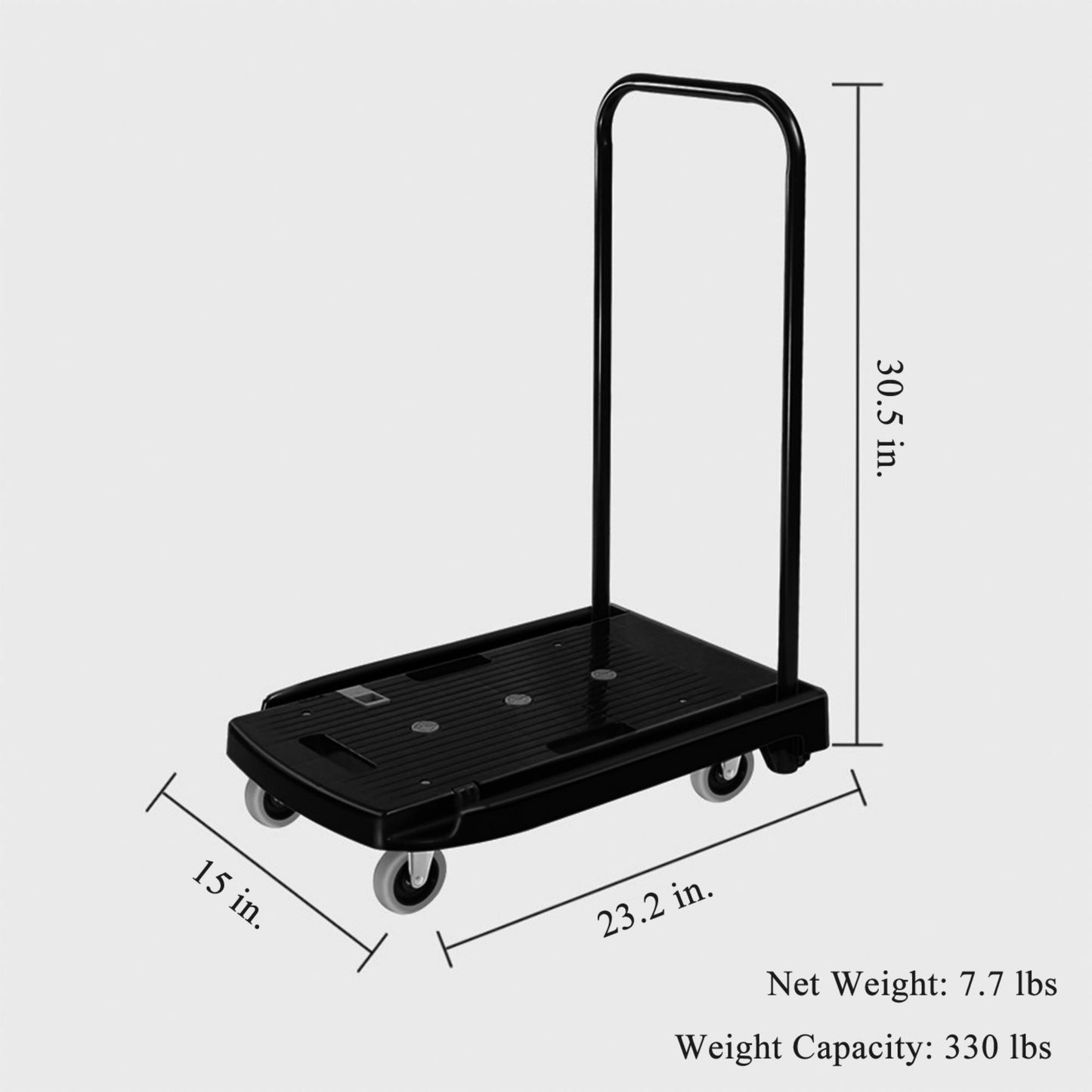 330 lbs. Capacity Gray Plastic Steel Body Foldable Platform Trolley Push Hand Cart