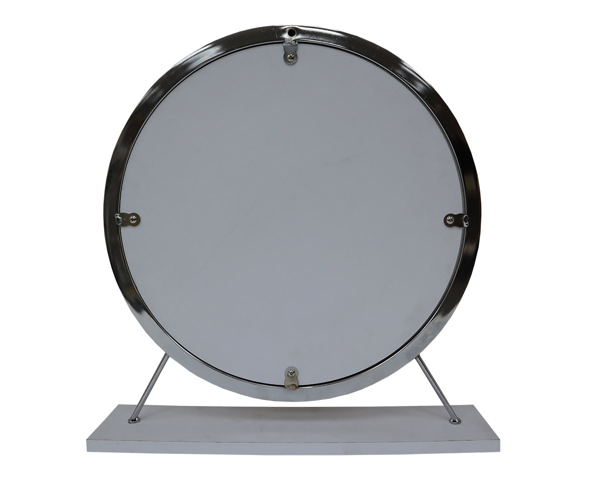 Adao Vanity Mirror & Stool, Faux Fur, Mirror, White & Chrome Finish AC00935