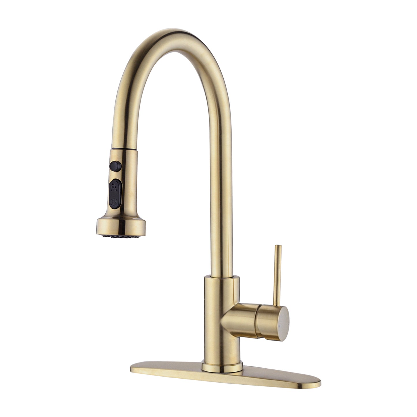 Stainless Steel Pull Down Kitchen Faucet with Soap Dispenser Brushed Gold