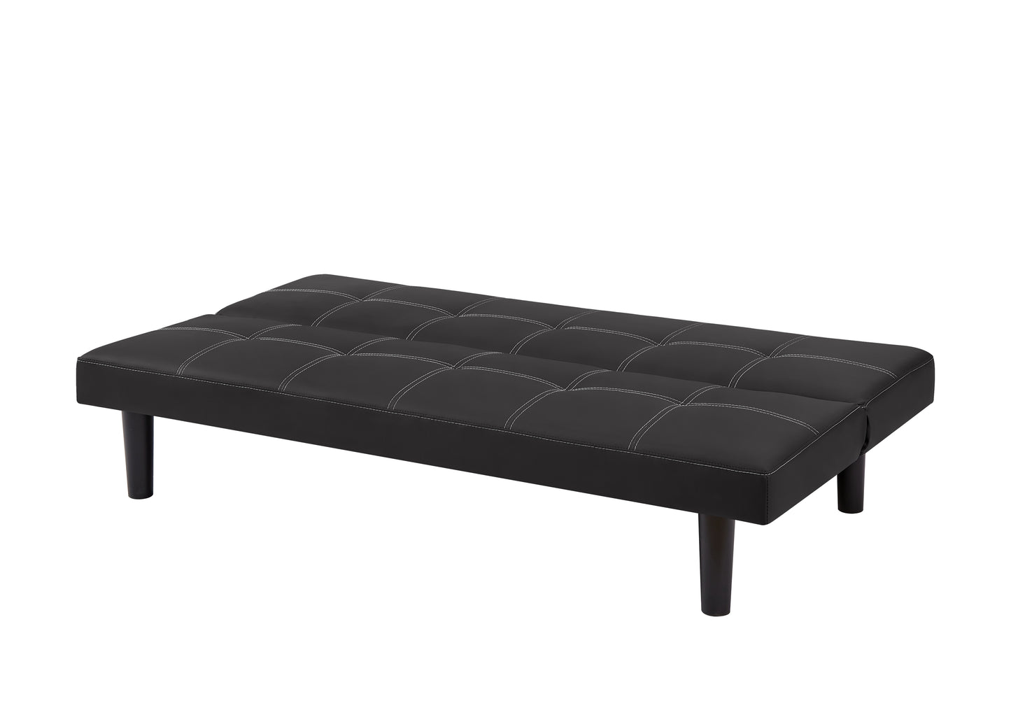 Black PU modern sofa bed, multi-position adjustable sofa bed, plastic feet