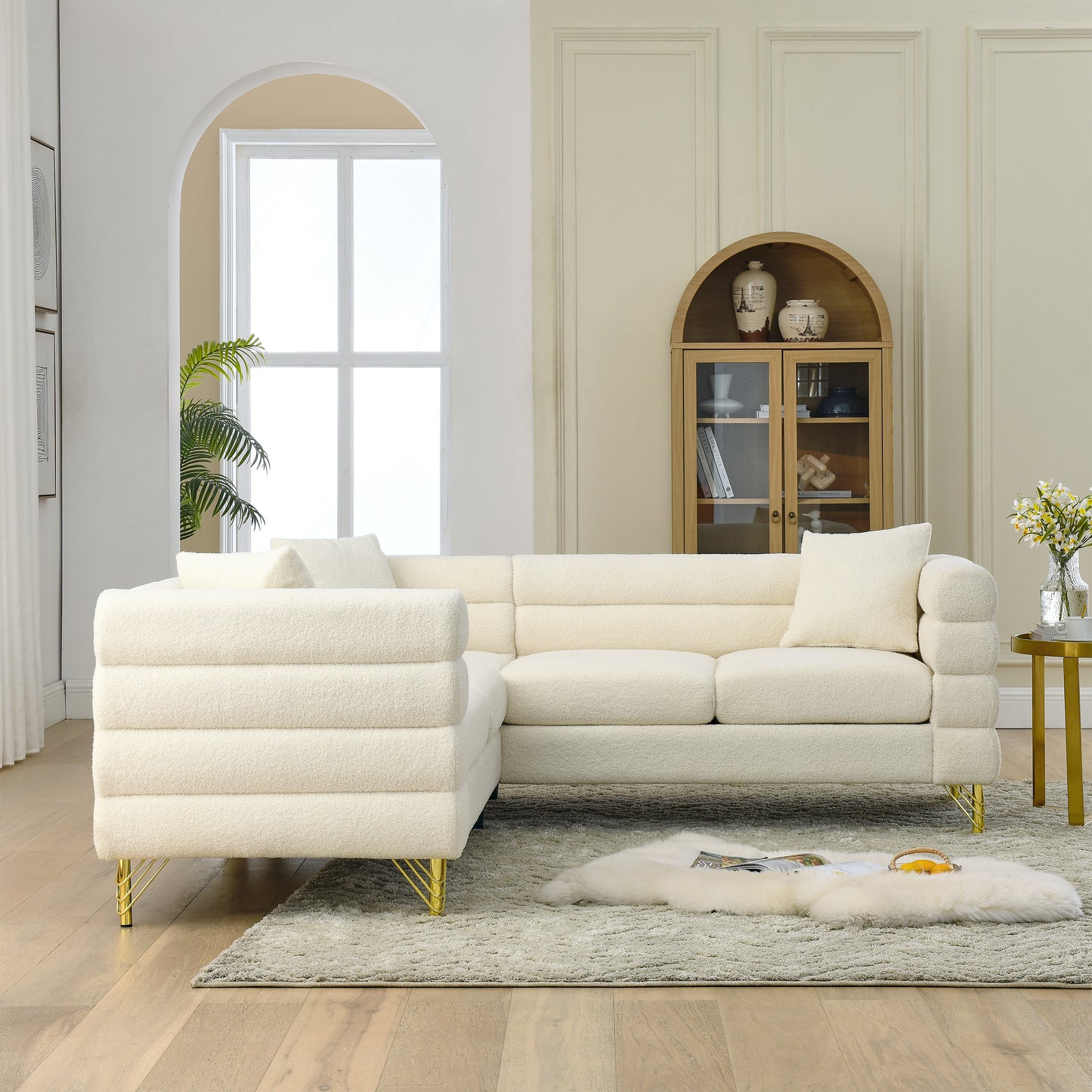 Oversized L-Shaped Sectional Sofa with Streamline Modern Design