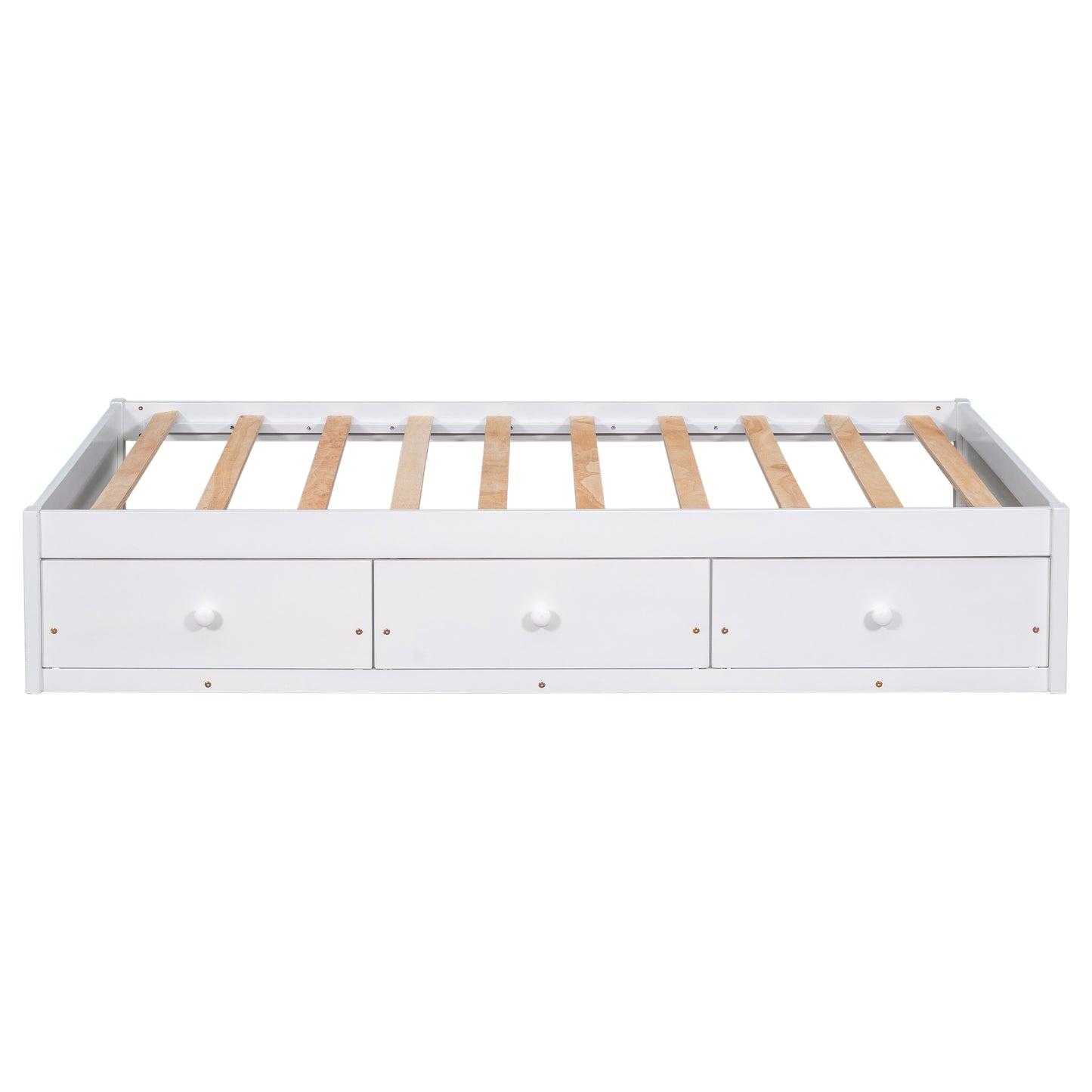 Twin Size Platform Storage Bed with 3 Drawers,White