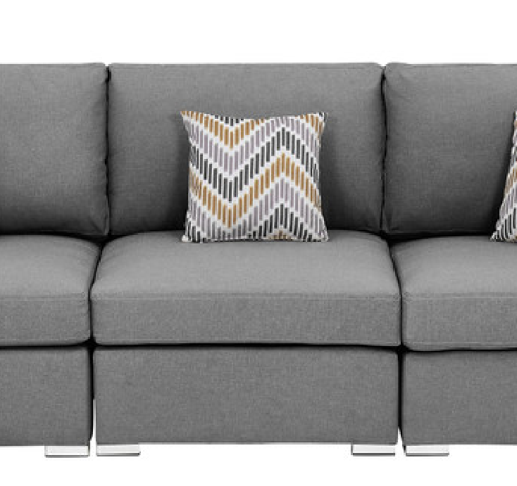 Amira Gray Fabric Sofa Couch with Pillows