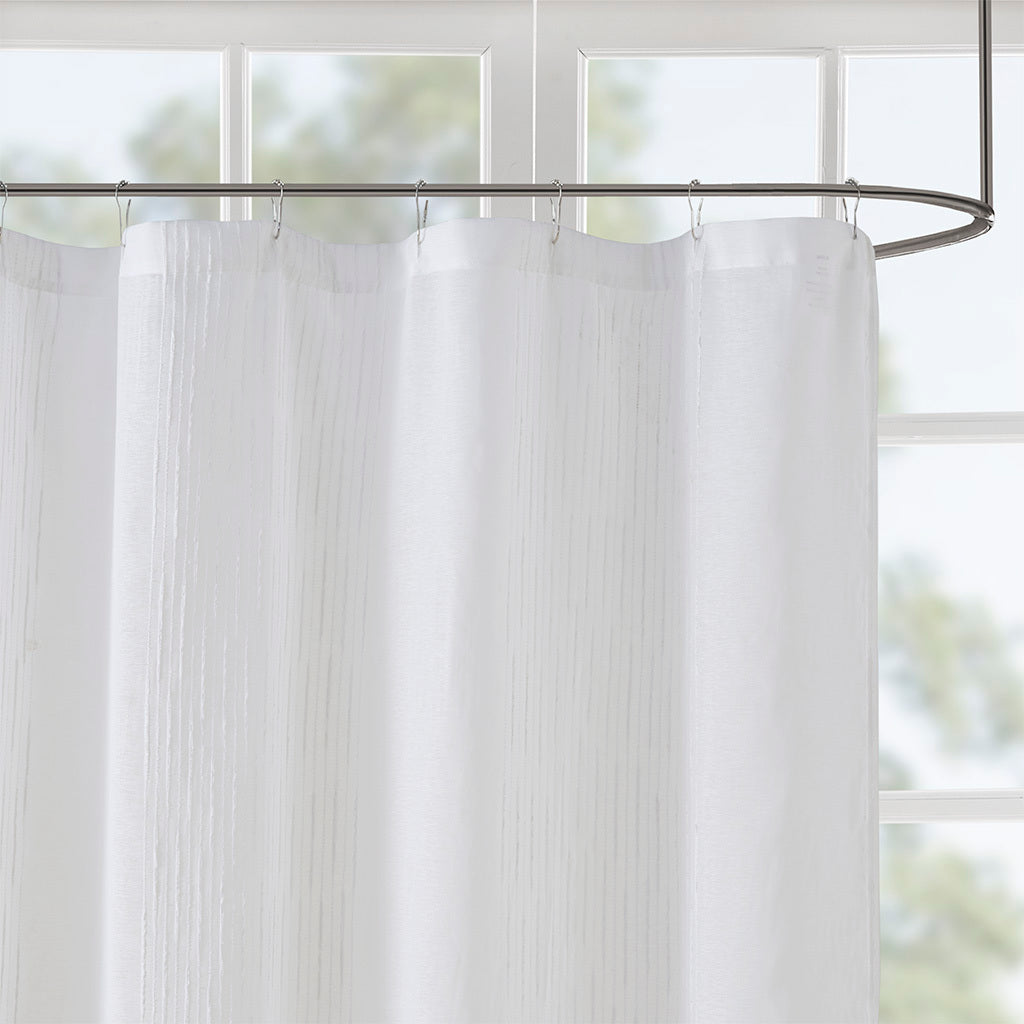 Sheer Stripe Fabric Shower Curtain