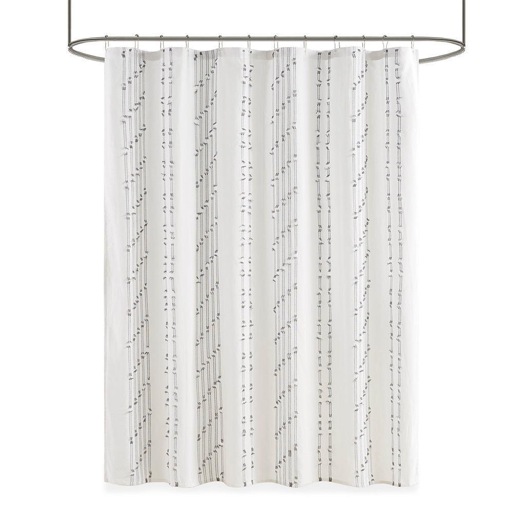 Striped Jacquard Cotton Chambray Shower Curtain