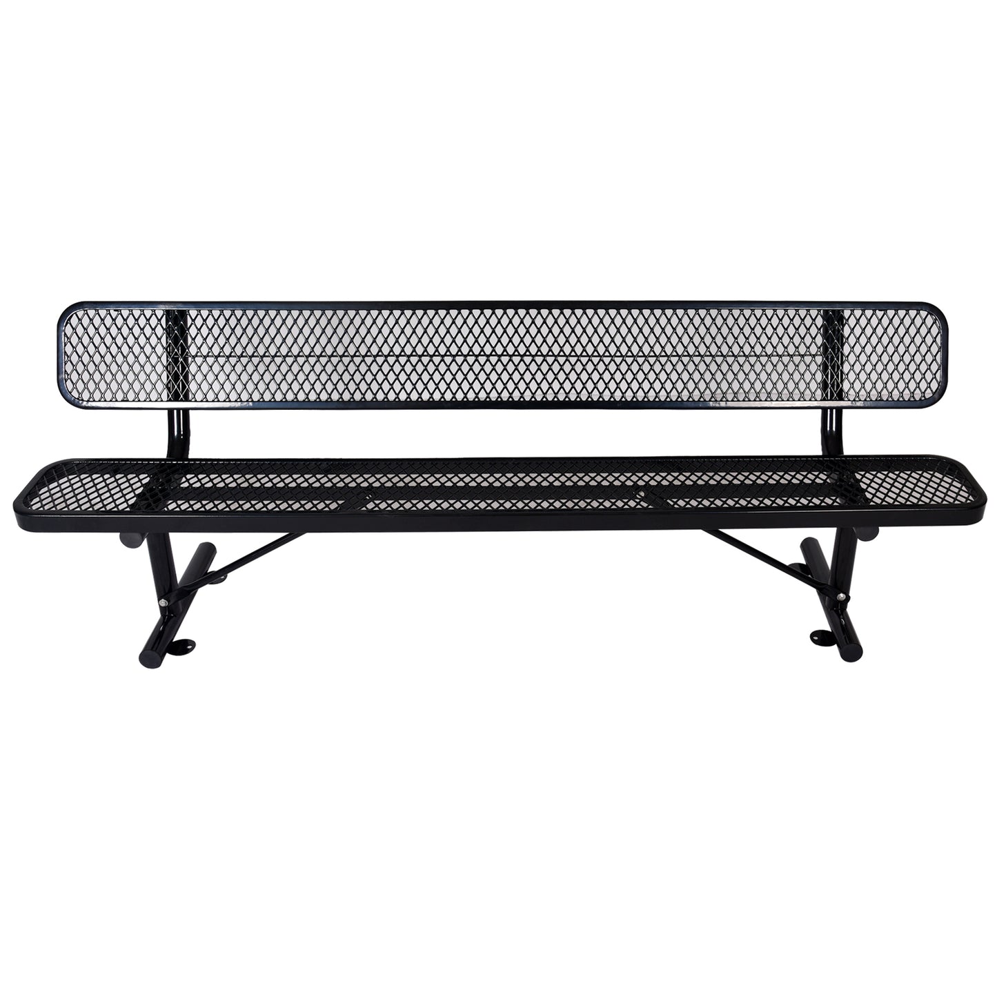 8 ft. Outdoor Steel Bench with Backrest BLack
