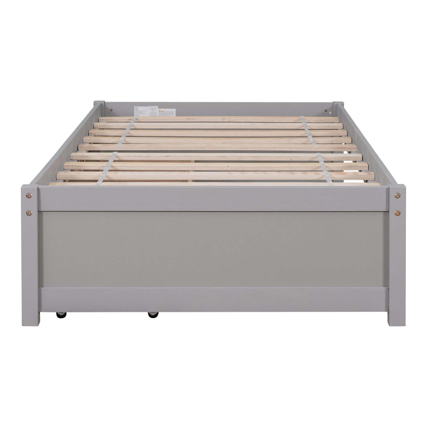 Twin Bed with 2 Drawers, Solid Wood, No Box Spring Needed ,Grey