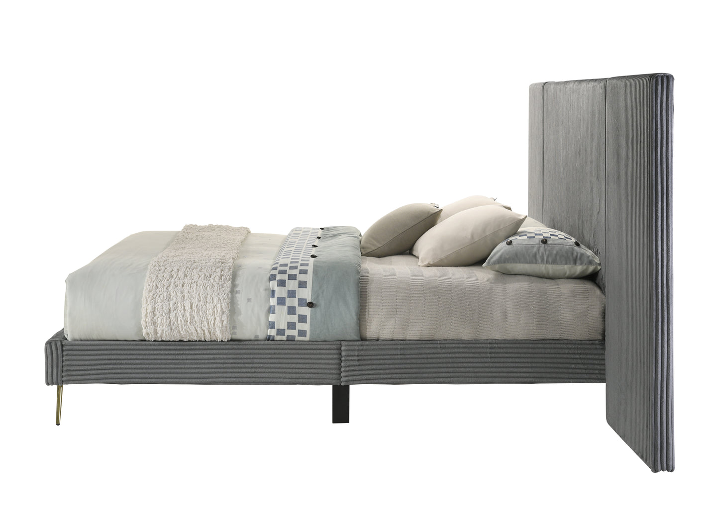 Muilee Queen Bed , Gray Fabric BD01741Q