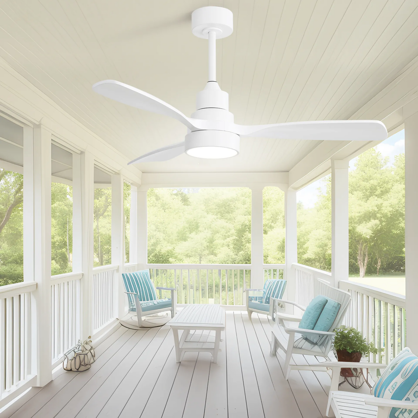 Wood Ceiling Fan with Dimmable Light and Powerful Air Movement